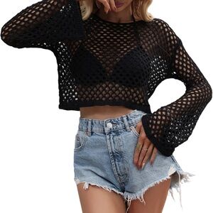 Crochet black top size XL new with tags